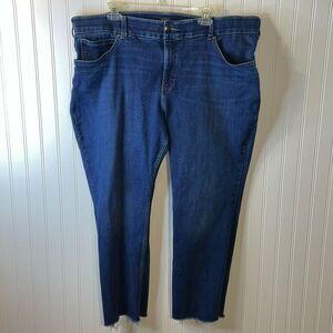 Lee Frayed Hem Straight Leg Blue Jeans Women’s Size 22W Classic Stretch Denim